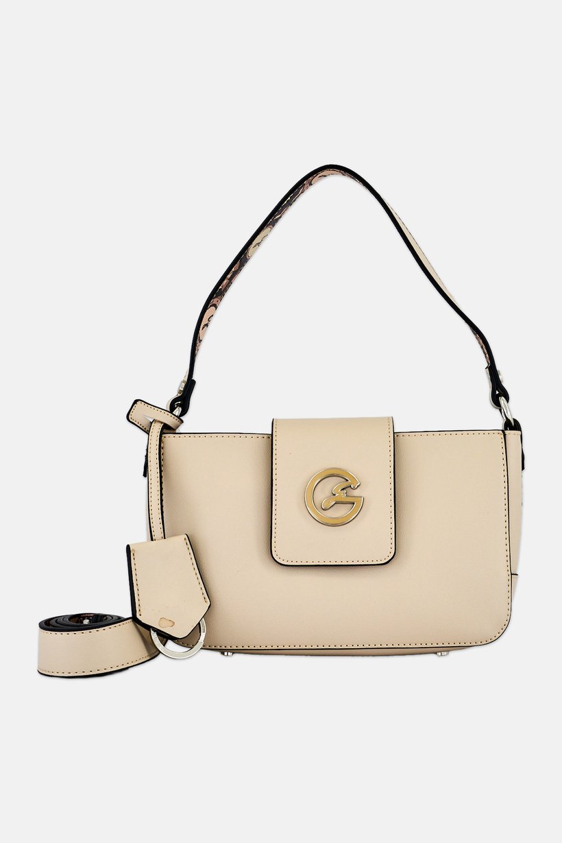 Women Brand Logo Hand Bag, Beige