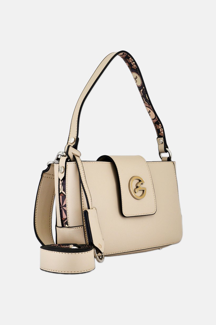 Women Brand Logo Hand Bag, Beige