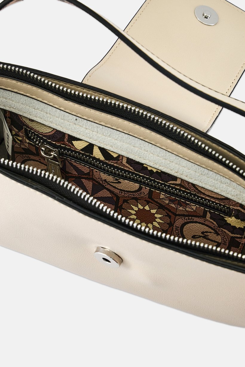 Women Brand Logo Hand Bag, Beige