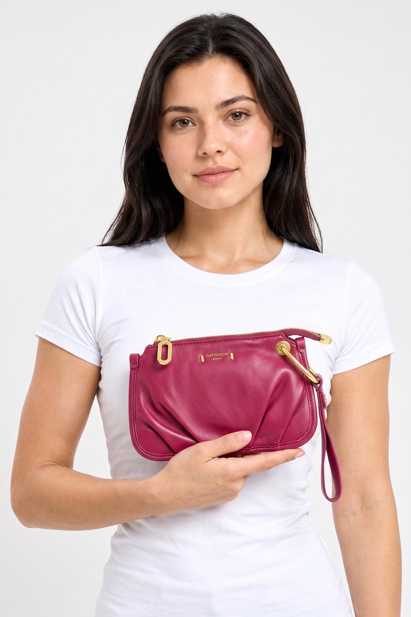 Women Brand Logo Pouch, Bordeaux