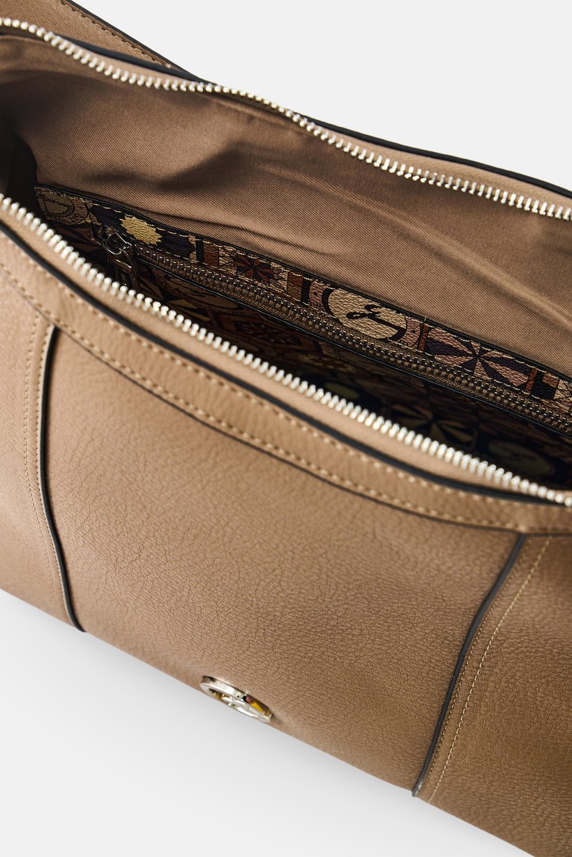 Women Brand Logo Tote Bag, Taupe