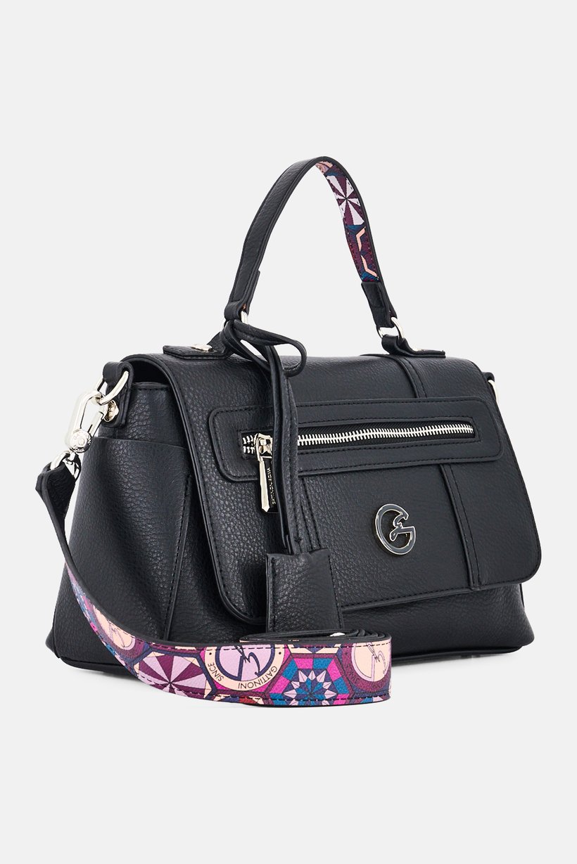 Women Brand Logo Handbag, Black