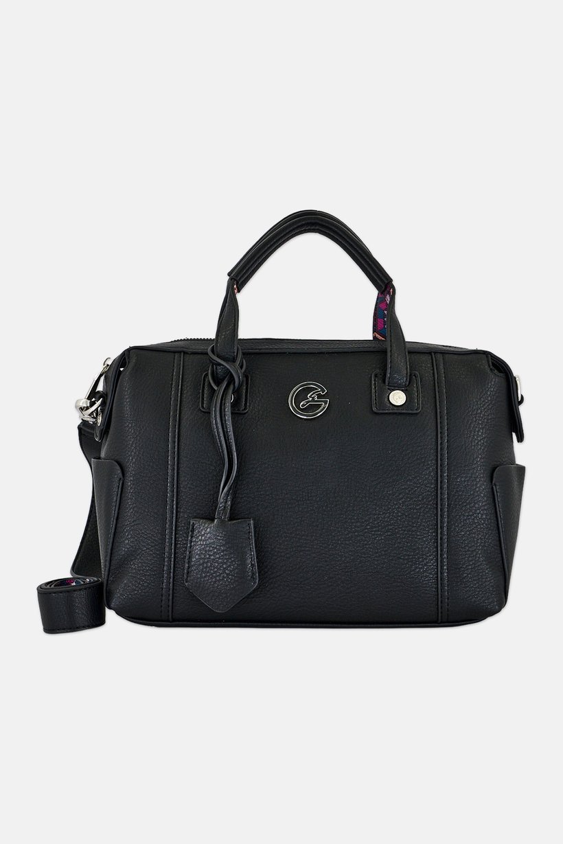 Women Brand Logo Shoulder Bag, Black