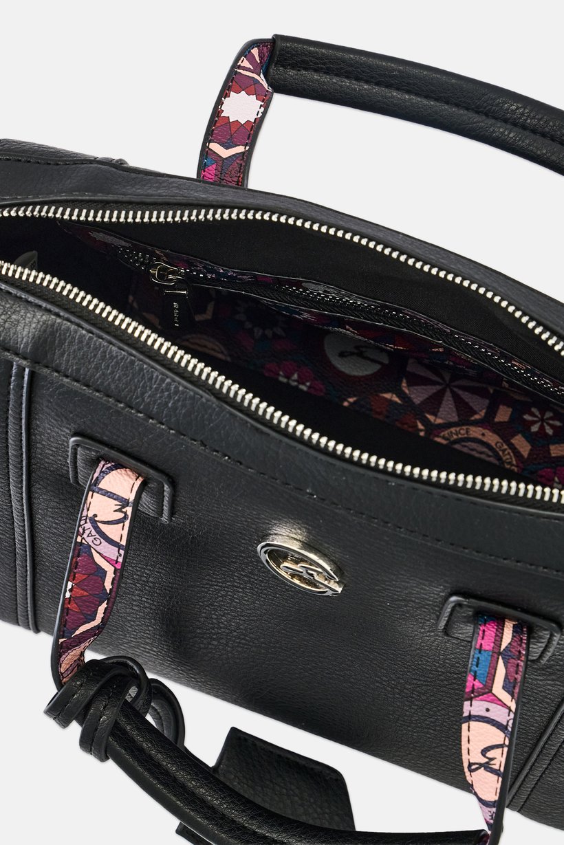 Women Brand Logo Shoulder Bag, Black