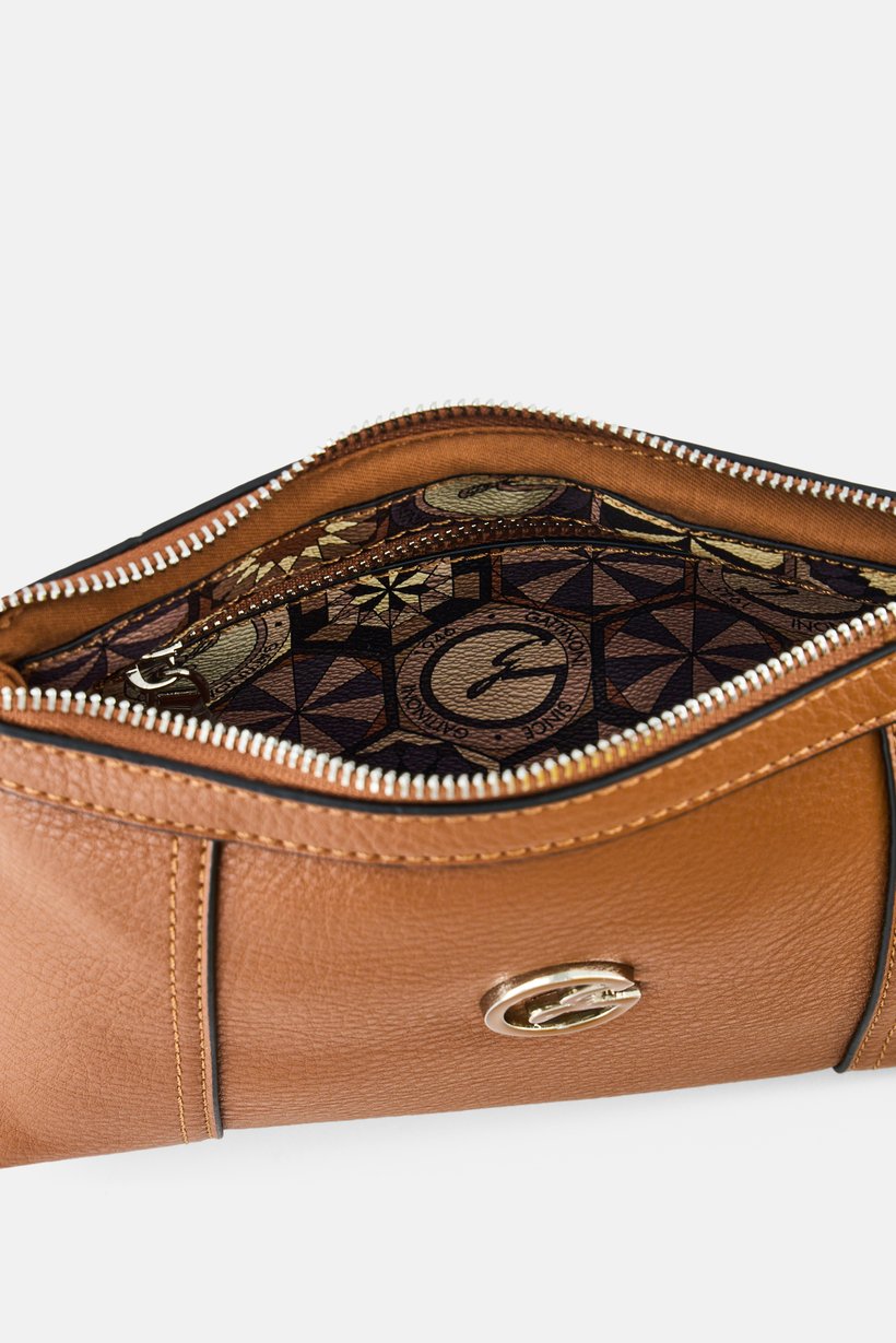 Women Brand Logo Toiletry Bag, Tan