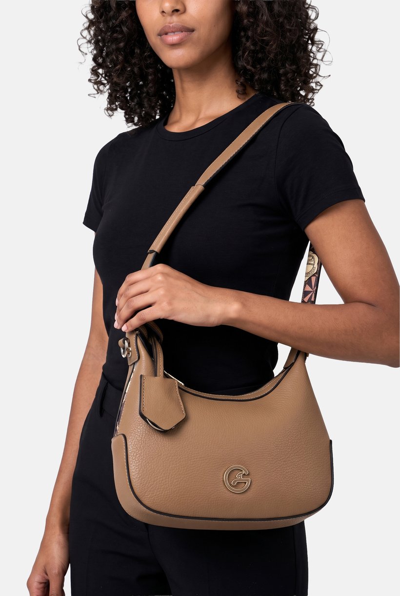 Women Brand Logo Handbag, Taupe