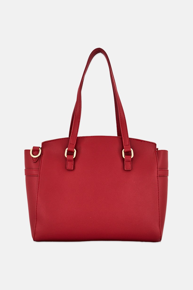 Women Brand Logo Satchel Bag, Dark Red