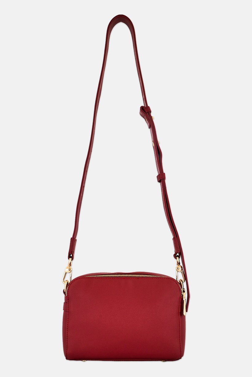 Women Brand Logo Cross Body Bag, Dark Red
