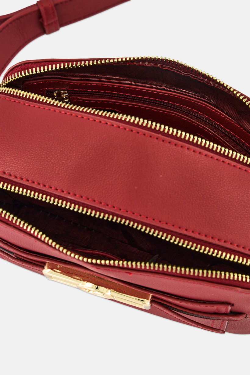 Women Brand Logo Cross Body Bag, Dark Red