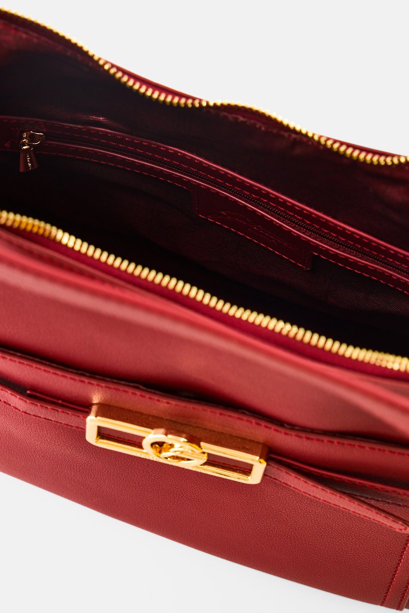 Women Brand Logo Shoulder Bag, Maroon