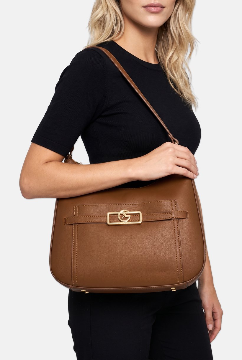 Women Brand Logo Hand Bag, Brown