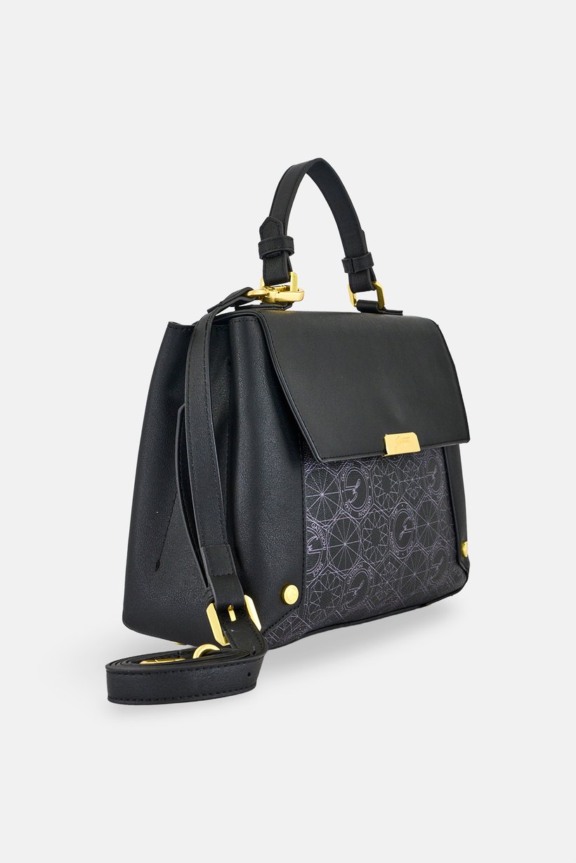 Women Brand Logo Handbag, Black