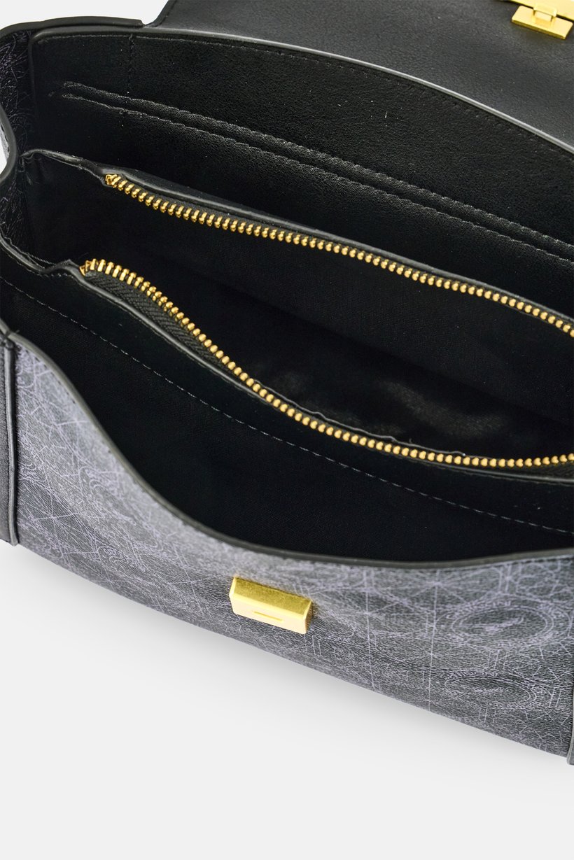 Women Brand Logo Handbag, Black