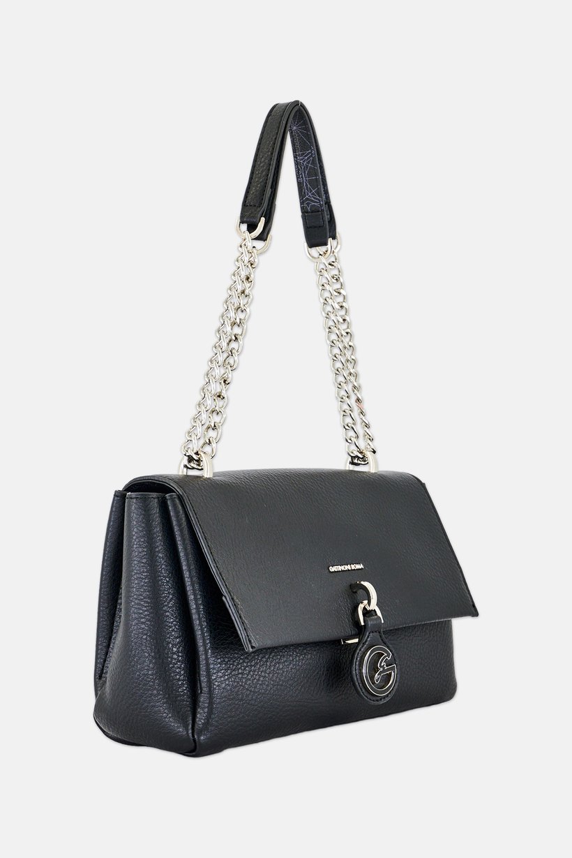 Women Brand Logo Shoulder Bag, Black