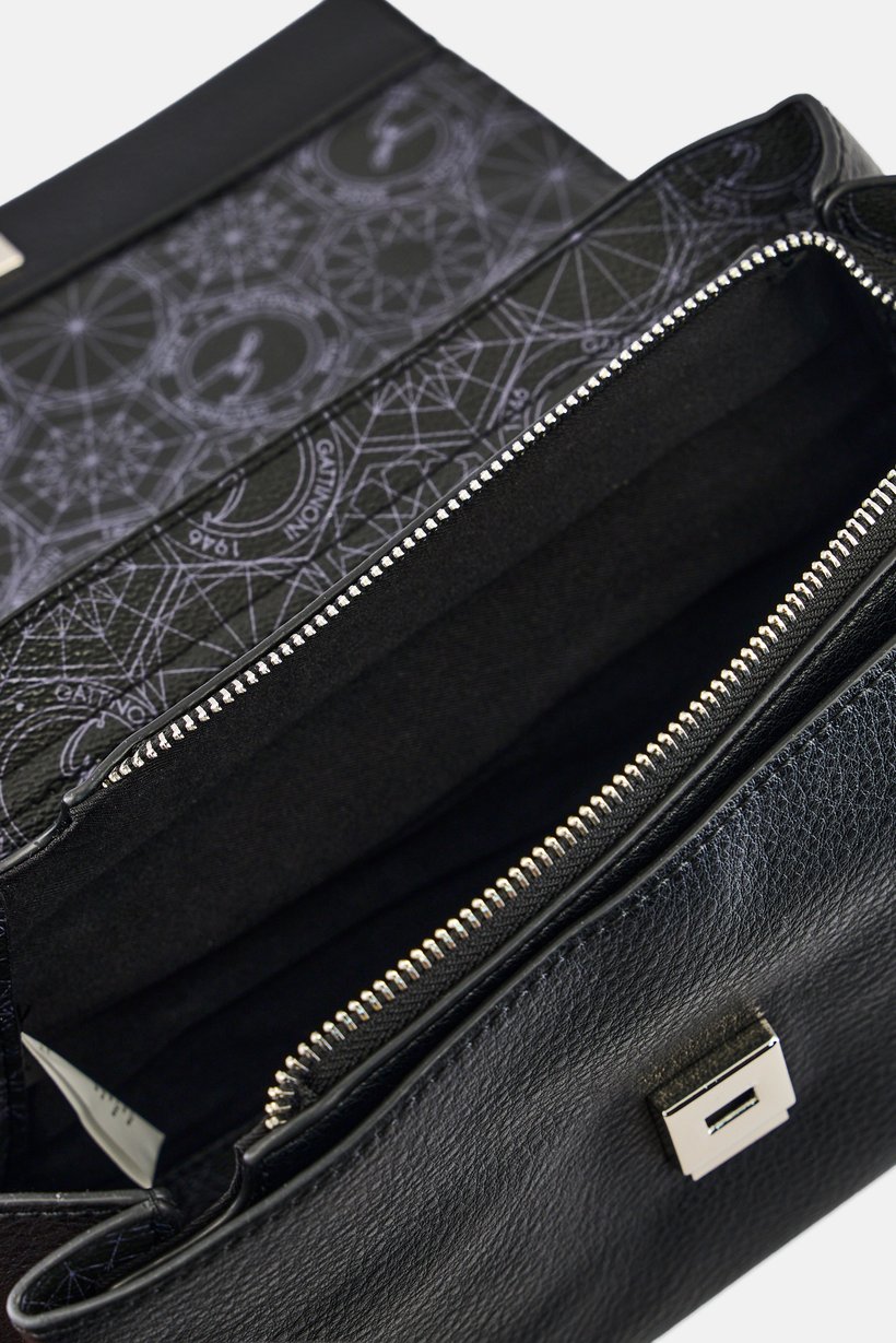 Women Brand Logo Shoulder Bag, Black