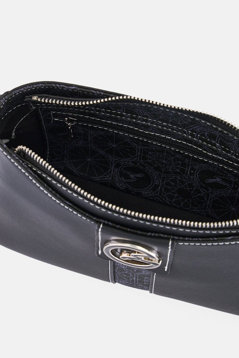 Women Brand Logo Hand Bag, Black