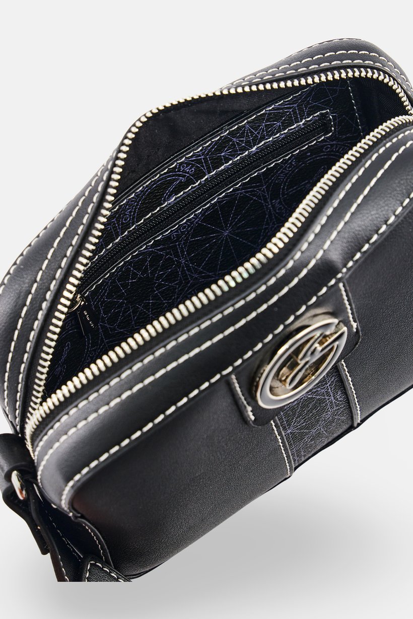 Women Brand Logo Crossbody Bag, Black