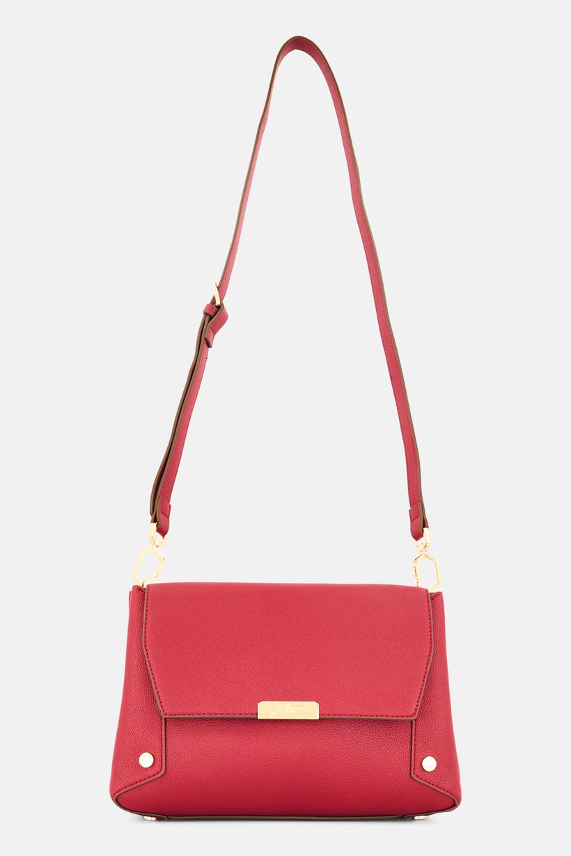 Women Brand Logo Cross Body Bag, Dark Red
