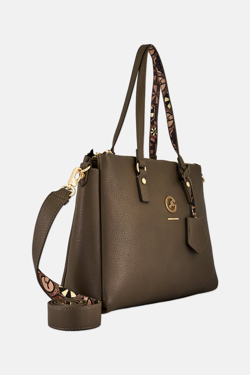 Women Brand Logo Handbag, Taupe