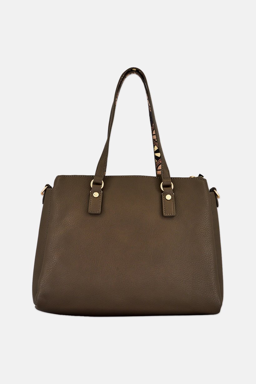 Women Brand Logo Handbag, Taupe