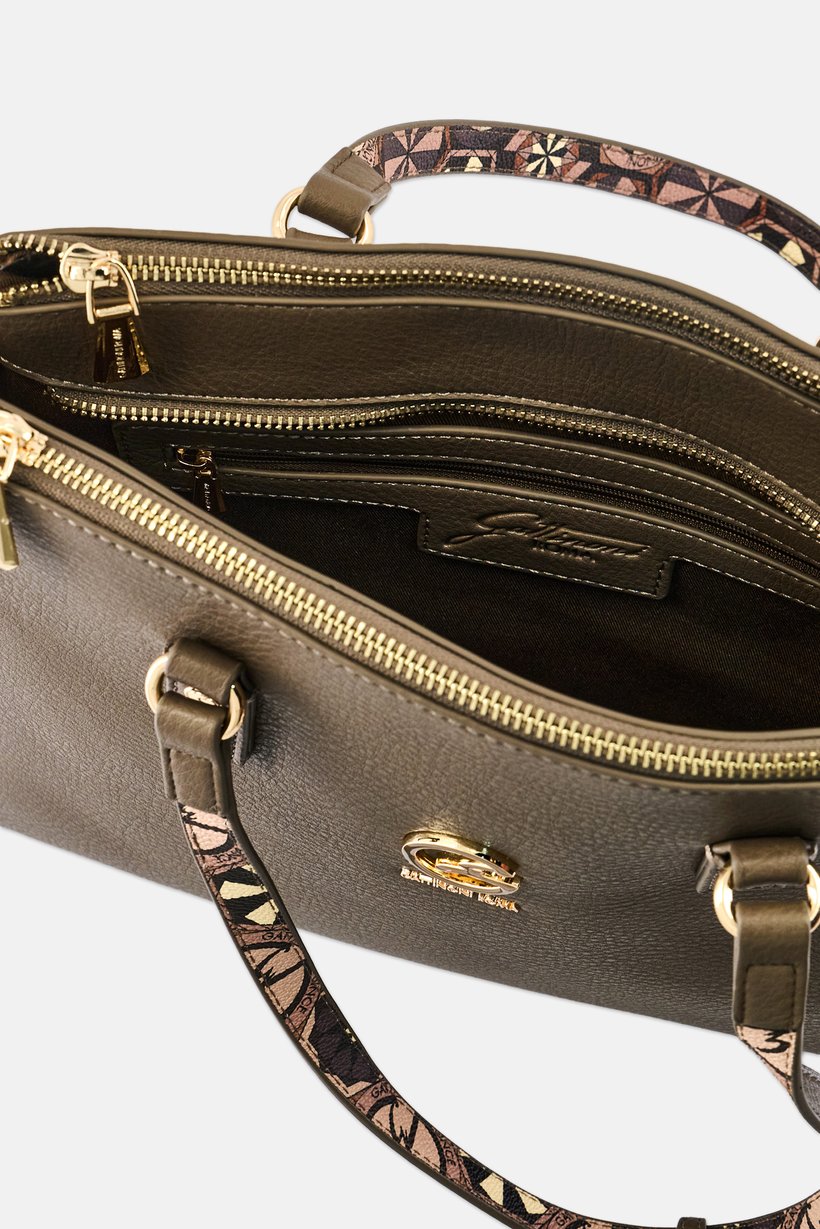 Women Brand Logo Handbag, Taupe