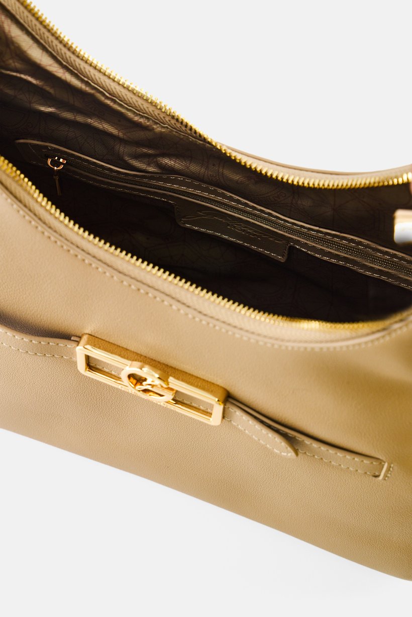 Women Brand Logo  Shoulder Bag, Beige