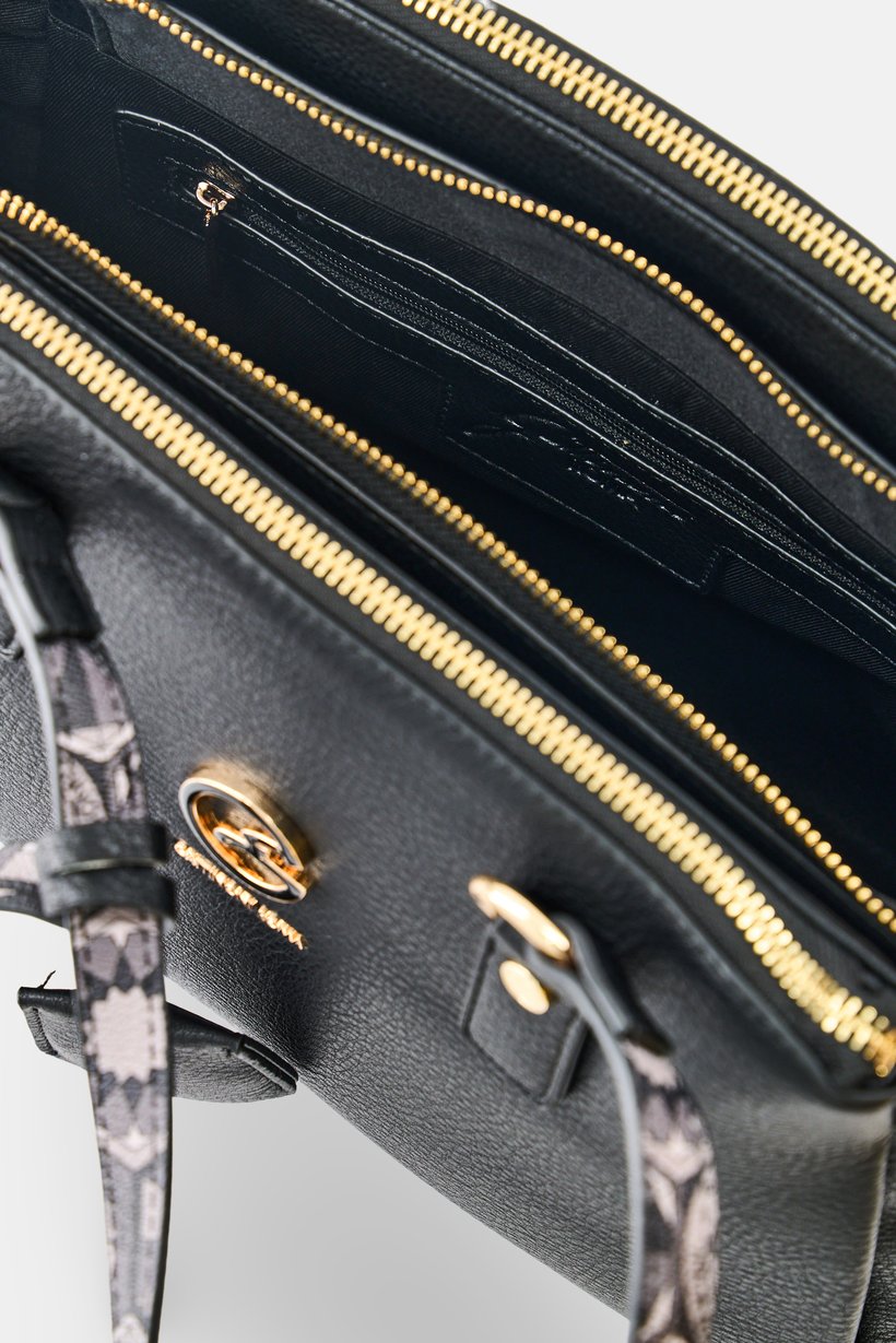 Women Brand Logo Handbag, Black