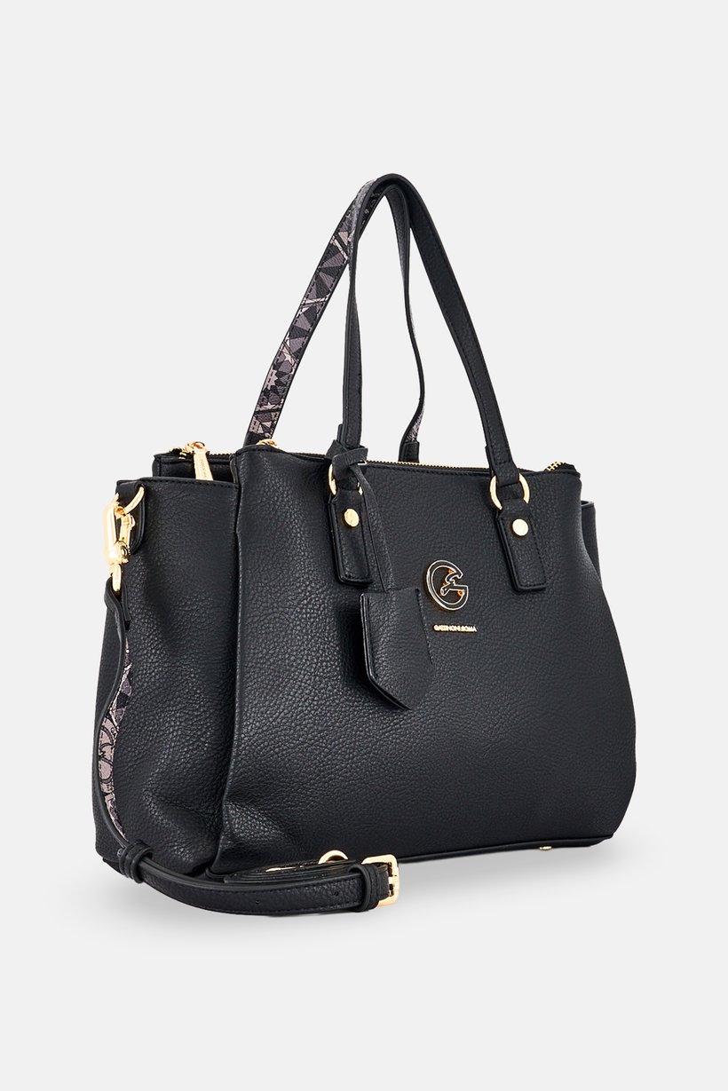 Women Brand Logo Handbag, Black