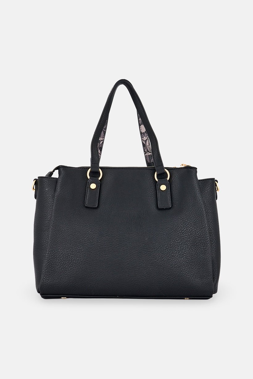 Women Brand Logo Handbag, Black