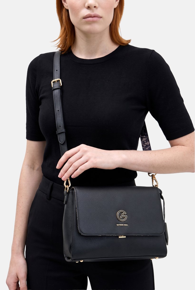 Women Brand Logo Cross Body Bag, Black