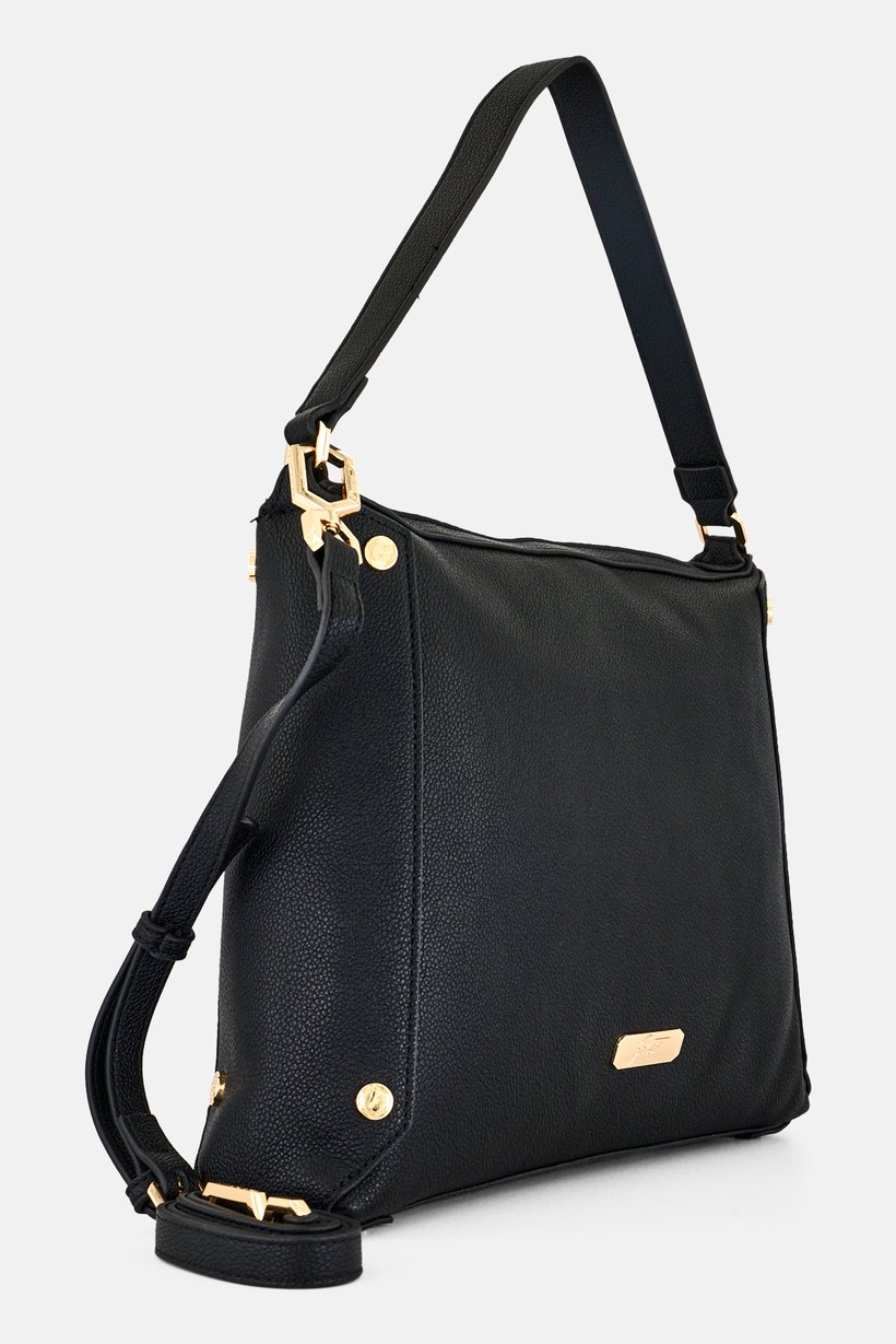 Women Brand Logo Shoulder Bag, Black