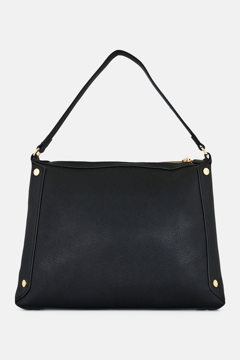 Women Brand Logo Shoulder Bag, Black