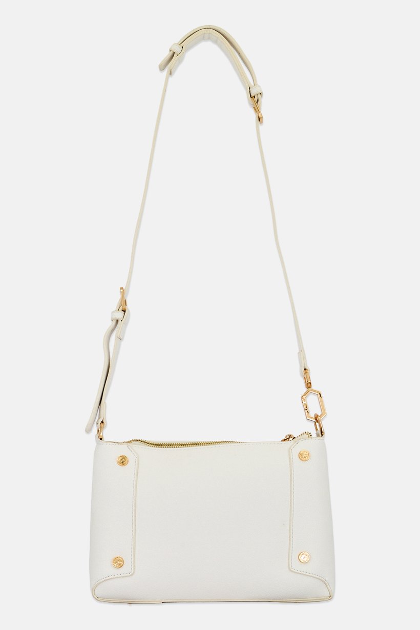 Women Brand Logo Shoulder Bag, Cream
