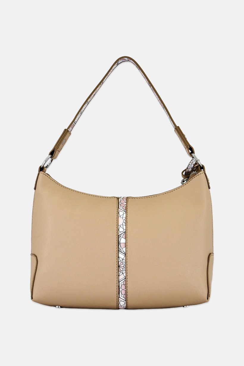 Women Brand Logo Hobo Bag, Beige