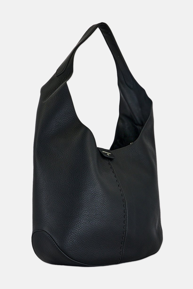 Women Brand Logo Hobo Bag, Black