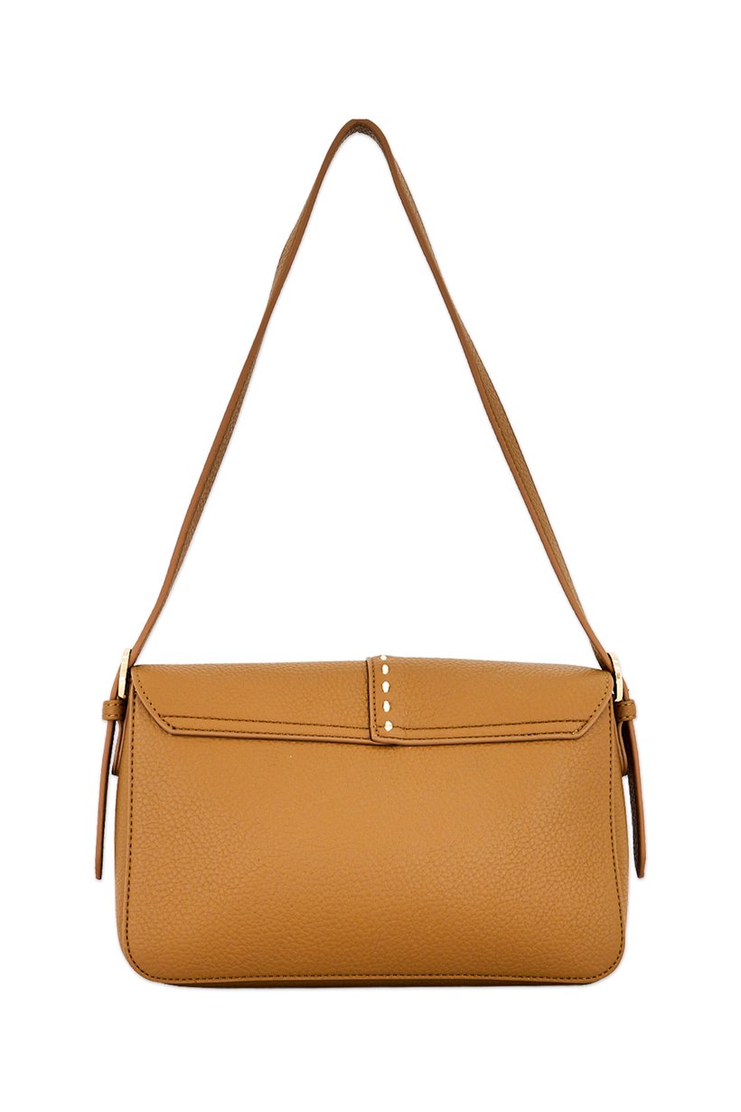 Women Brand Logo Shoulder Bag, Chocolate Brown