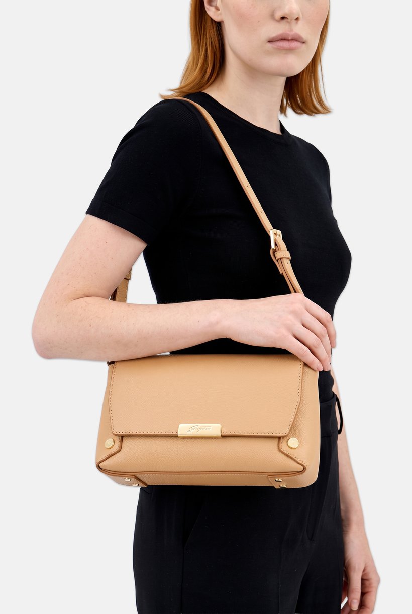 Women Brand Logo Cross Body Bag, Tan