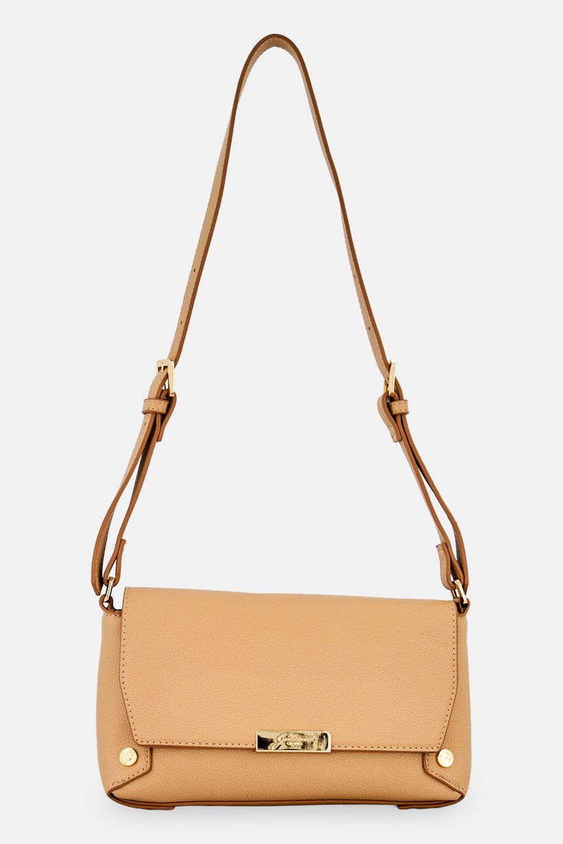 Women Brand Logo Cross Body Bag, Tan