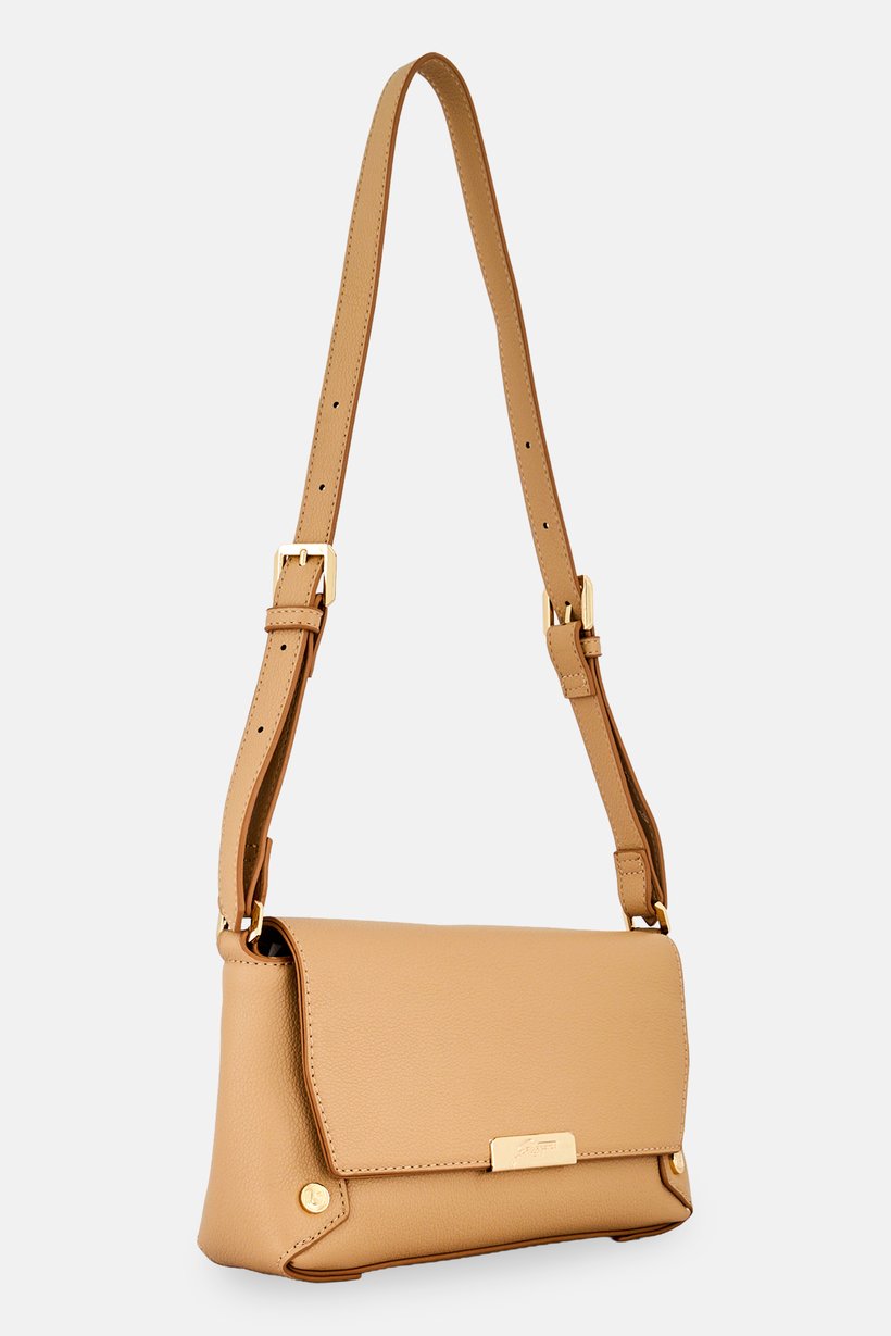 Women Brand Logo Cross Body Bag, Tan