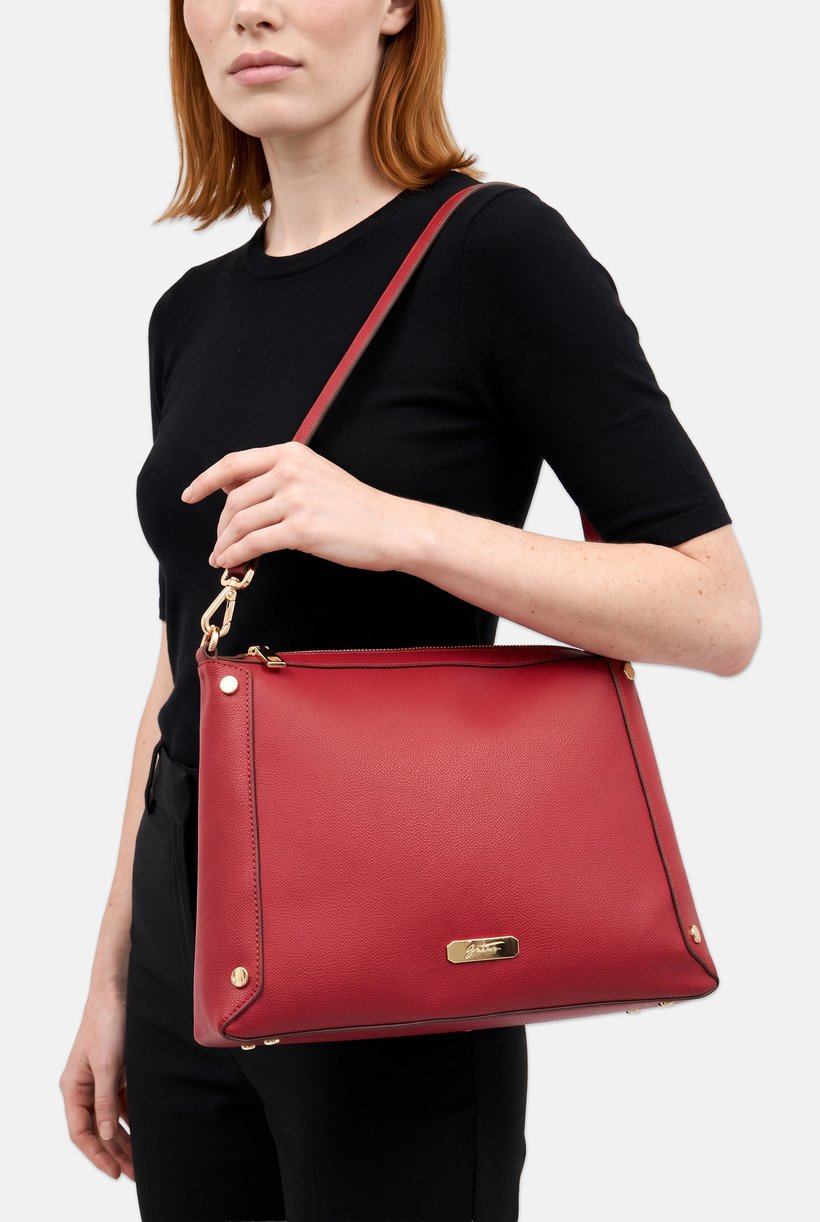 Women Brand Logo Shoulder Bag, Maroon