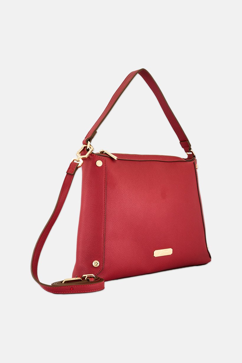 Women Brand Logo Shoulder Bag, Maroon