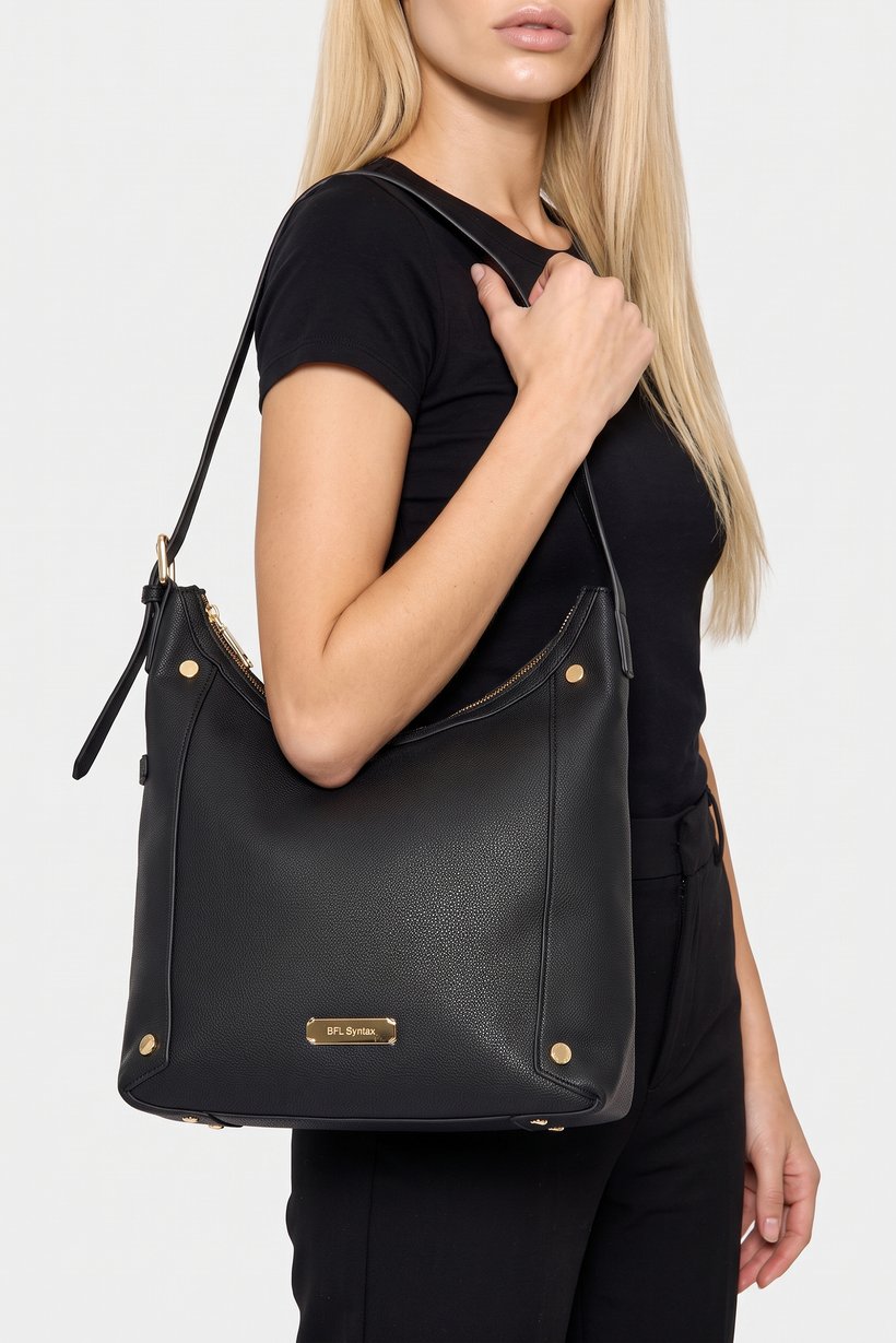 Women Brand Logo Tote Bag, Black
