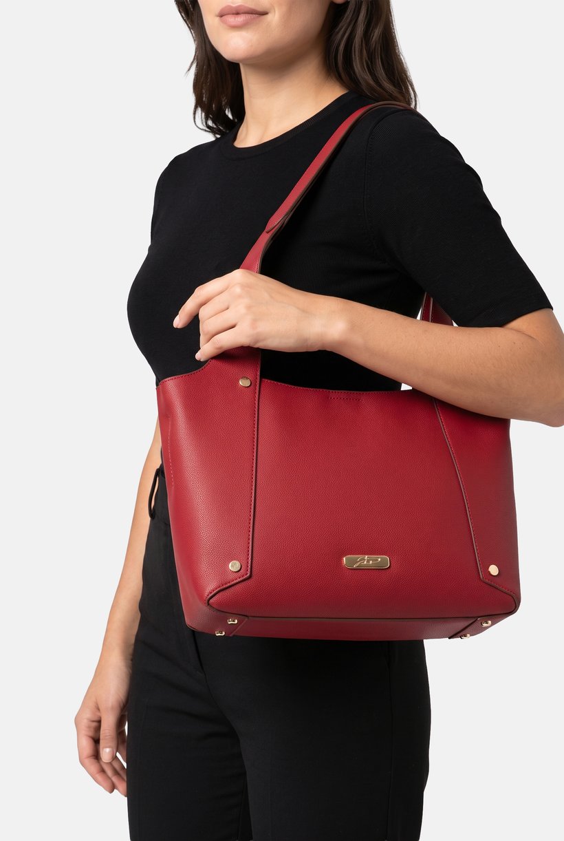 Women Brand Logo Tote Bag, Dark Burgundy