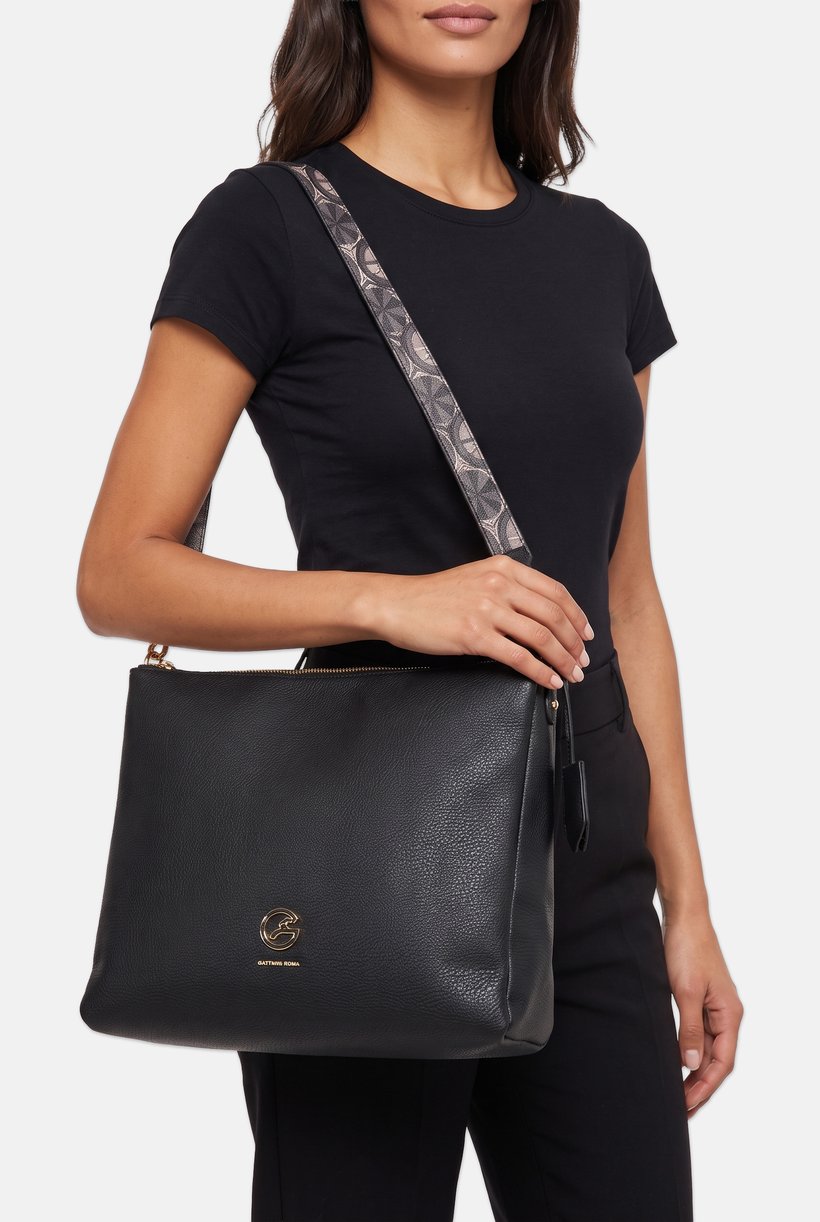 Women Brand Logo Tote Bag, Black