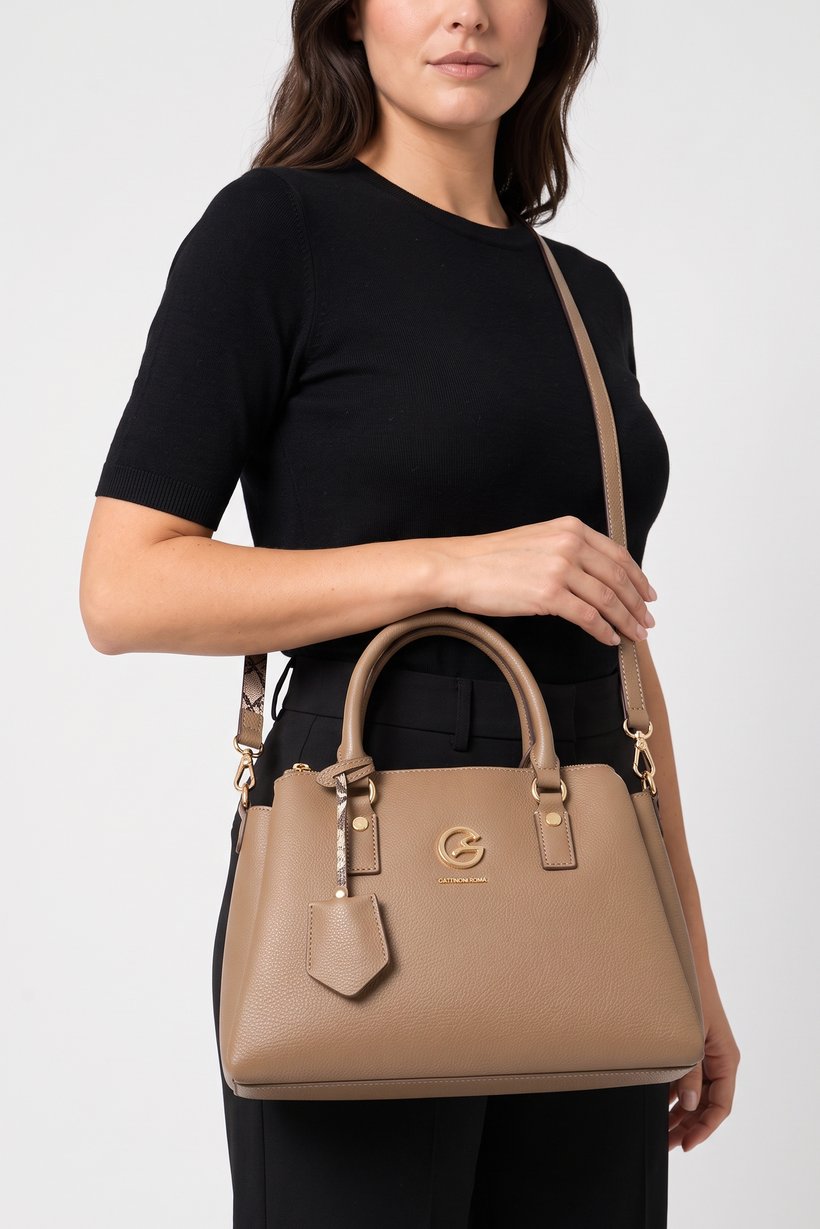 Women Brand Logo Cross Body Bag, Taupe