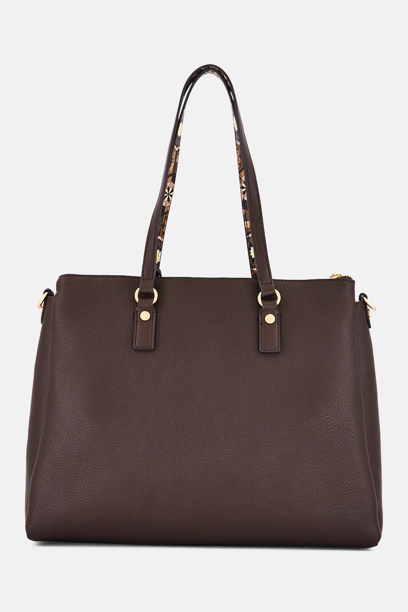 Women Brand Logo Tote Bag, Dark Chocolate
