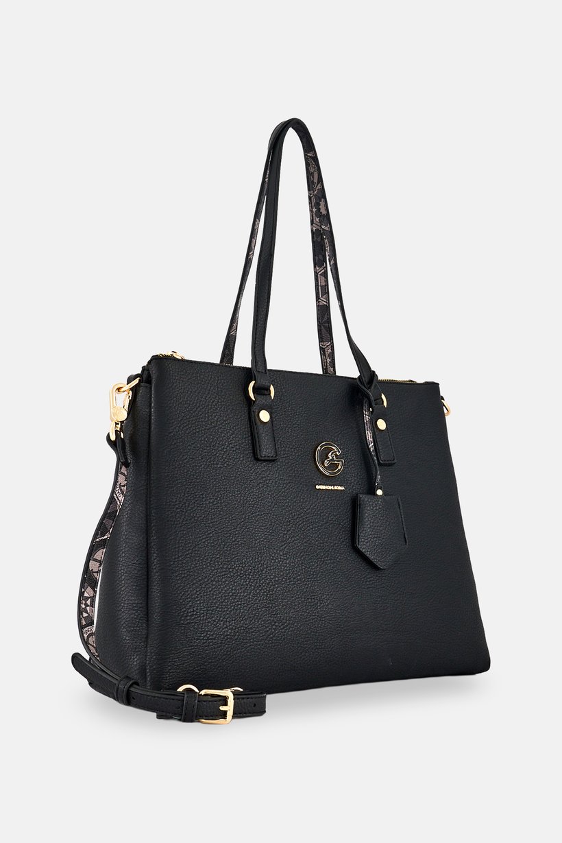 Women Brand Logo Tote Bag, Black