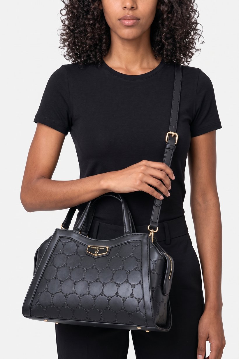 Women Brand Logo Cross Body Bag, Black