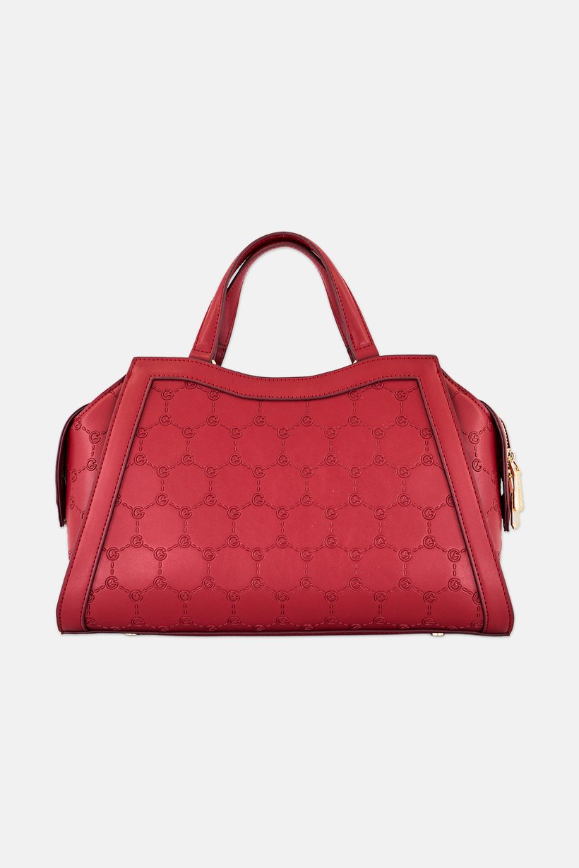 Women Brand Logo Handbag, Dark Red