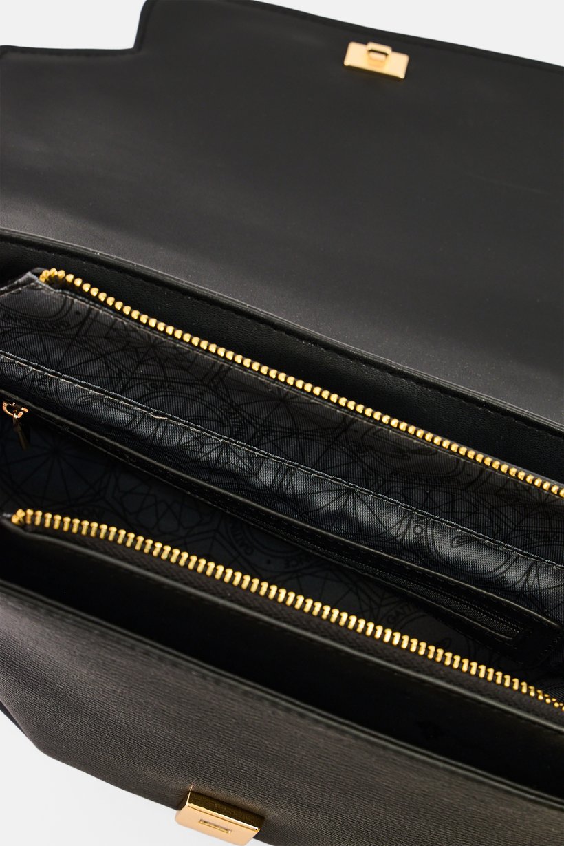 Women Brand Logo Handbag, Black